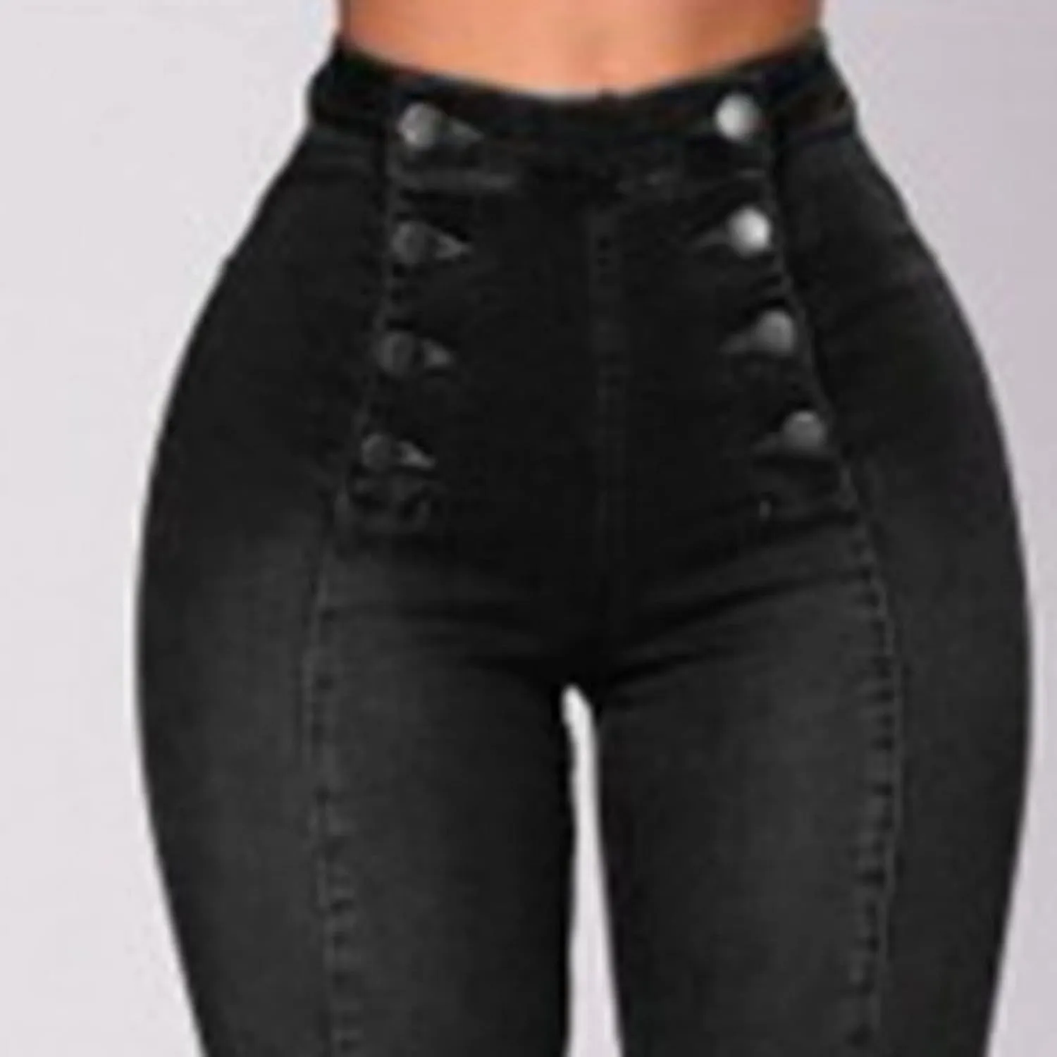 Women's High Waist Button Down Skinny Jeans Double Breasted Butt Lift Slim Fit Denim Pants Stretch Jean Trousers
