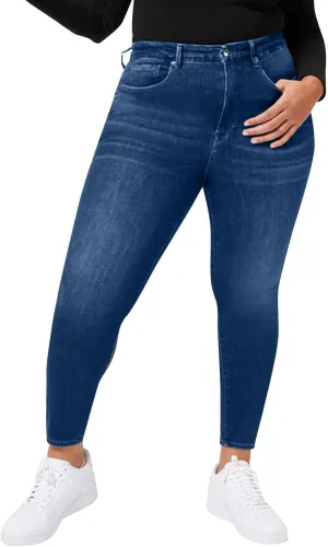 Women's High Waisted Jeans Strechy Straight Leg Denim Pants with Pockets Y2k Baggy Mid Waist Cropped Denim Pants