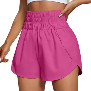 Womens High Waisted Running Shorts Quick-Drying Athletic Workout Biker Shorts Layer Lightweight Trendy Gym Trousers