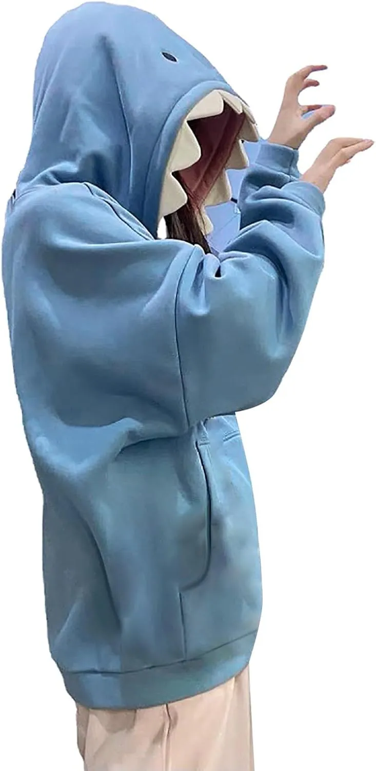 Womens Hoodies Cute Shark Long Sleeve Sweatshirts Wintertime Outfits Oversized Sweaters Casual Fashion Jackets