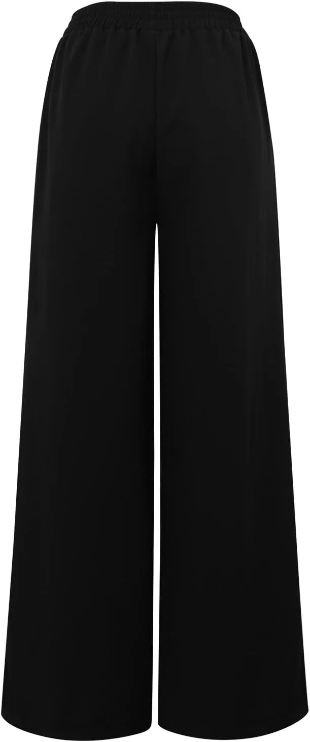 Womens Linen Summer Drawstring Palazzo Lounge Pants Low Waist Lounge Pants Loose Fit Palazzo Lounge Pants Vacation