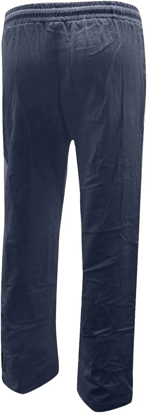 Womens Linen Summer Trendy Palazzo Lounge Pants Elastic Waisted Bootcut Plus Size Palazzo Lounge Pants