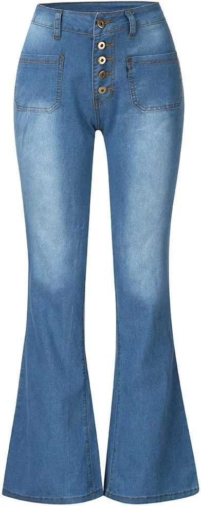 Womens Magic Shaping Bootcut Jeans Premium Stretchy Wide Leg Flared Bell Bottom Denim Pants Work Jeans with Pockets