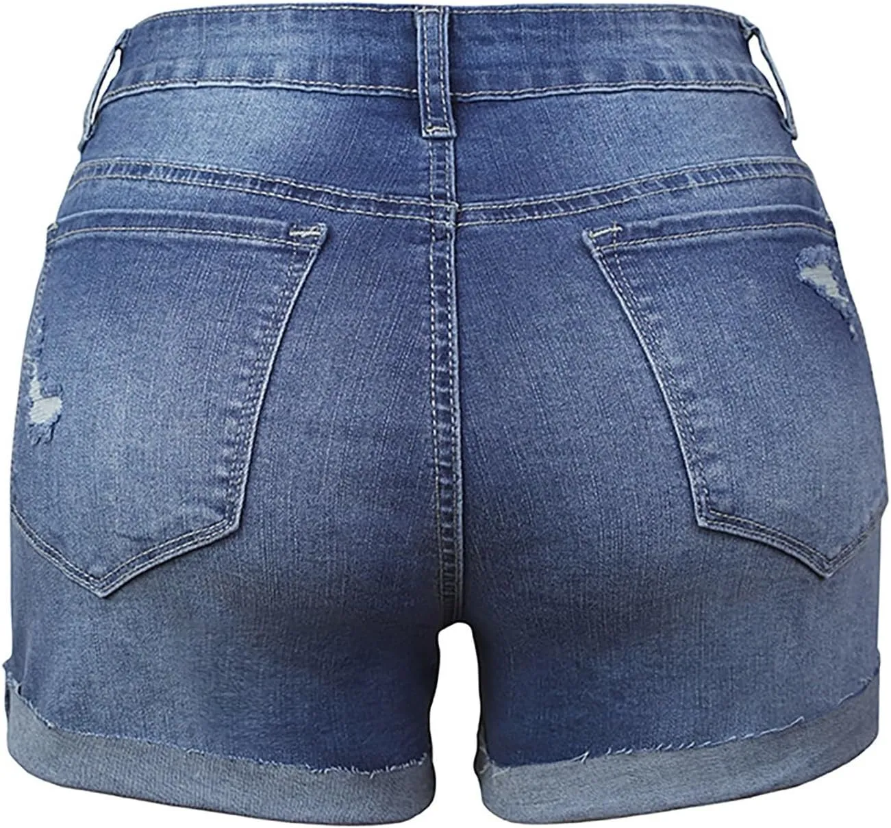Womens Ripped Denim Skirts Trendy Baggy Mid Rise Casual Stretch Lady Summer Baggy Button Fly Relaxed Fit Jean Shorts