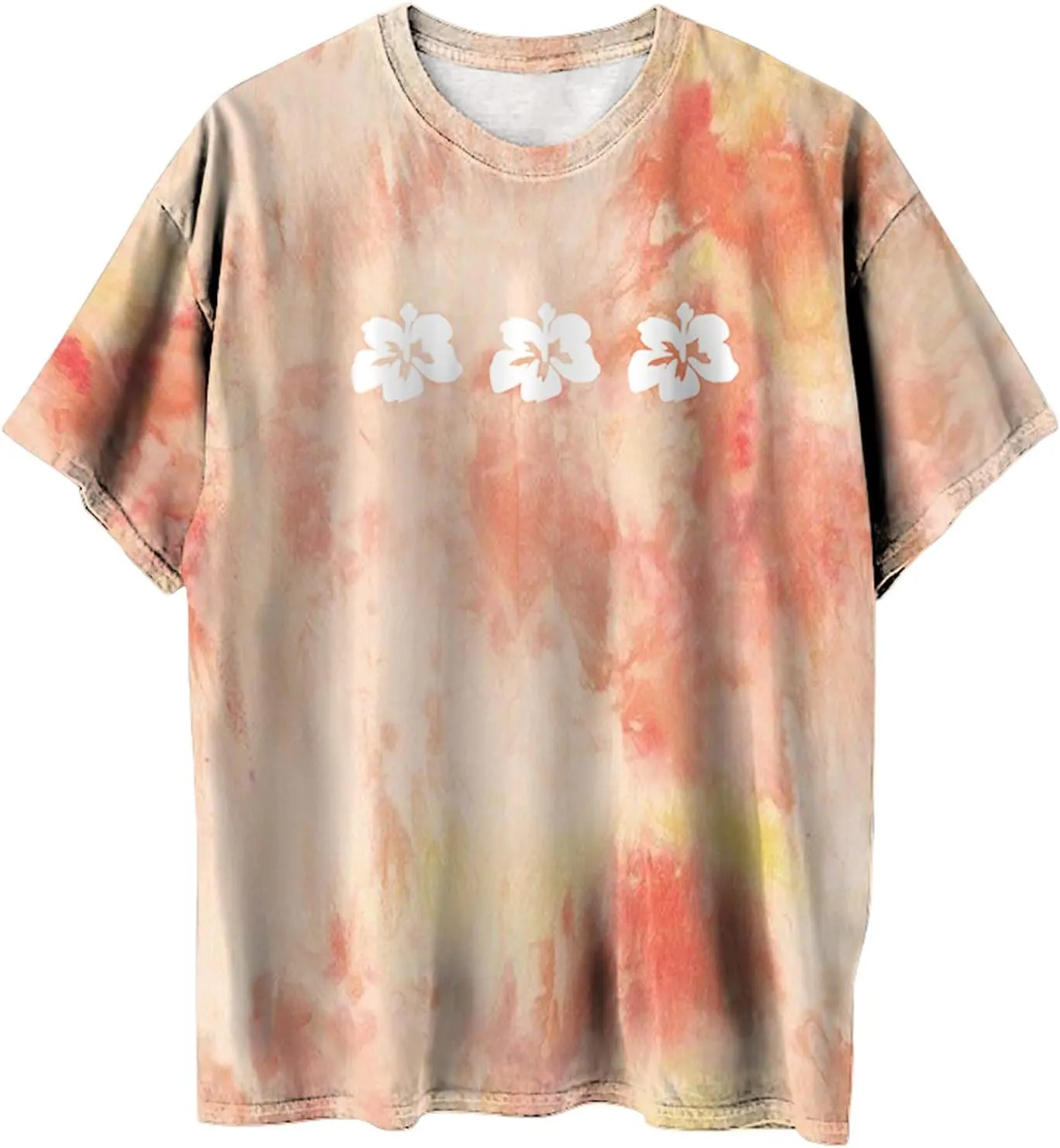 Womens Short Sleeve Tops Crewneck Tie Dye Shirts Oversized Tees T-Shirt Trendy Shirts Blouse Graphic Funny T Shirts