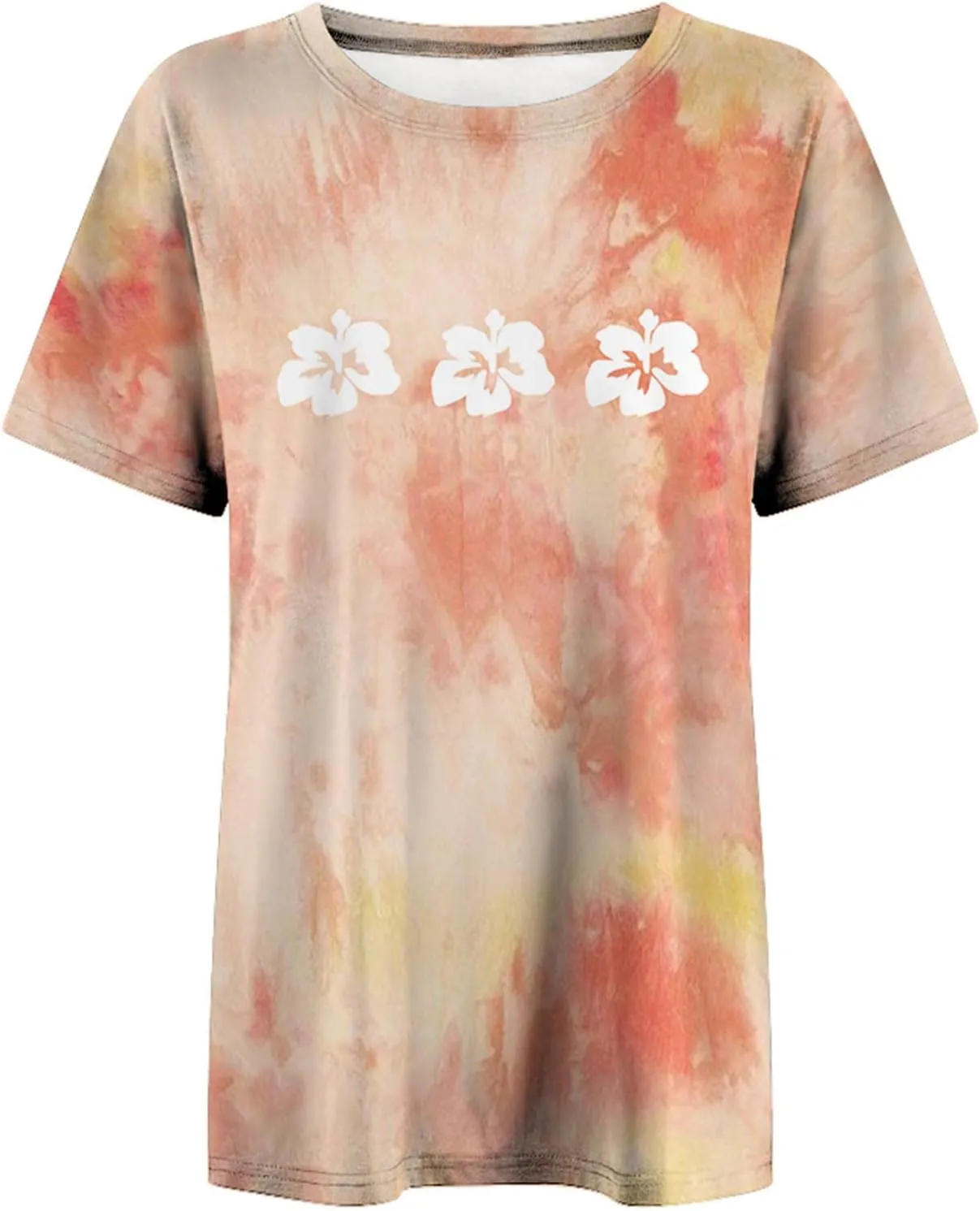 Womens Short Sleeve Tops Crewneck Tie Dye Shirts Oversized Tees T-Shirt Trendy Shirts Blouse Graphic Funny T Shirts