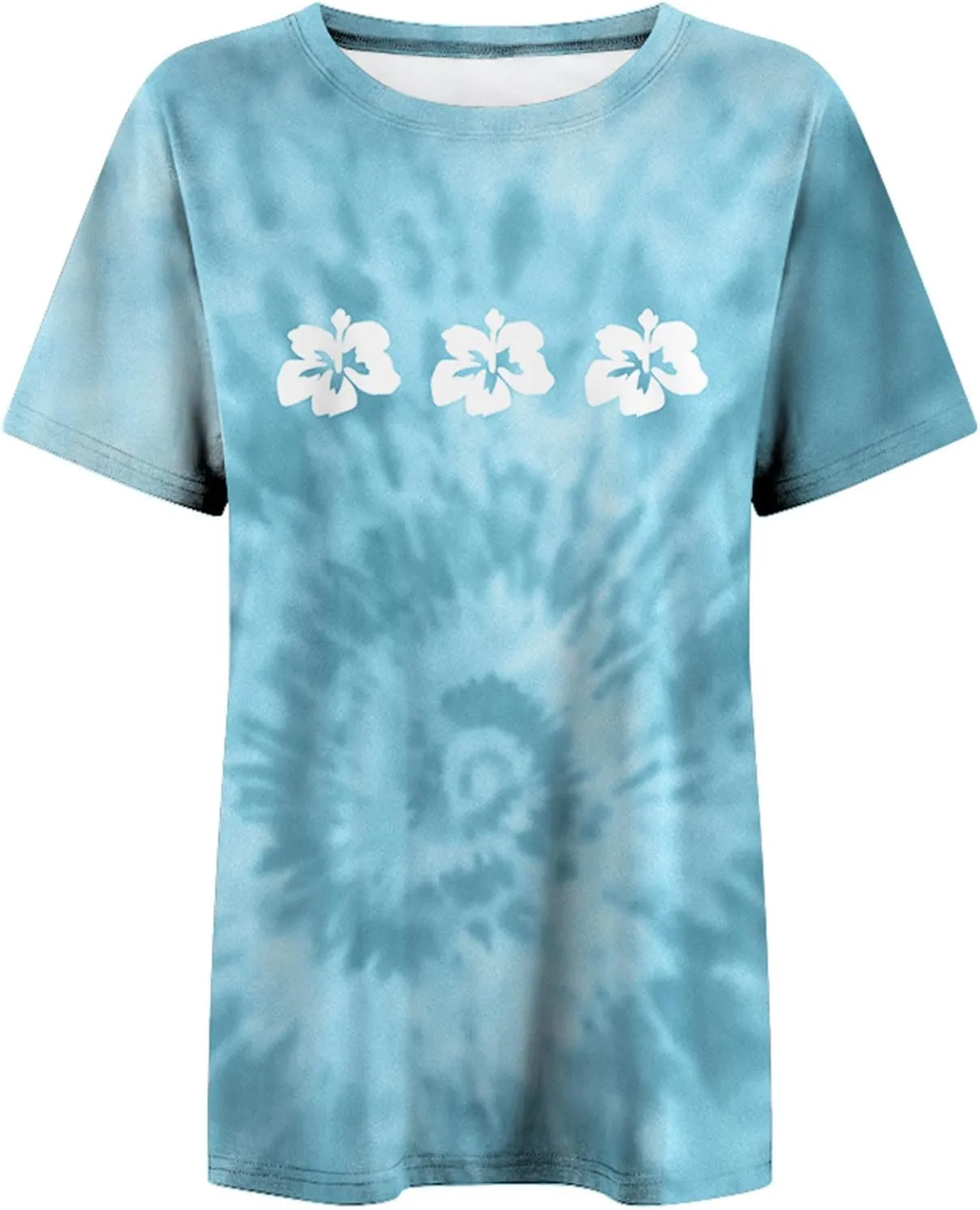 Womens Short Sleeve Tops Crewneck Tie Dye Shirts Oversized Tees T-Shirt Trendy Shirts Blouse Graphic Funny T Shirts