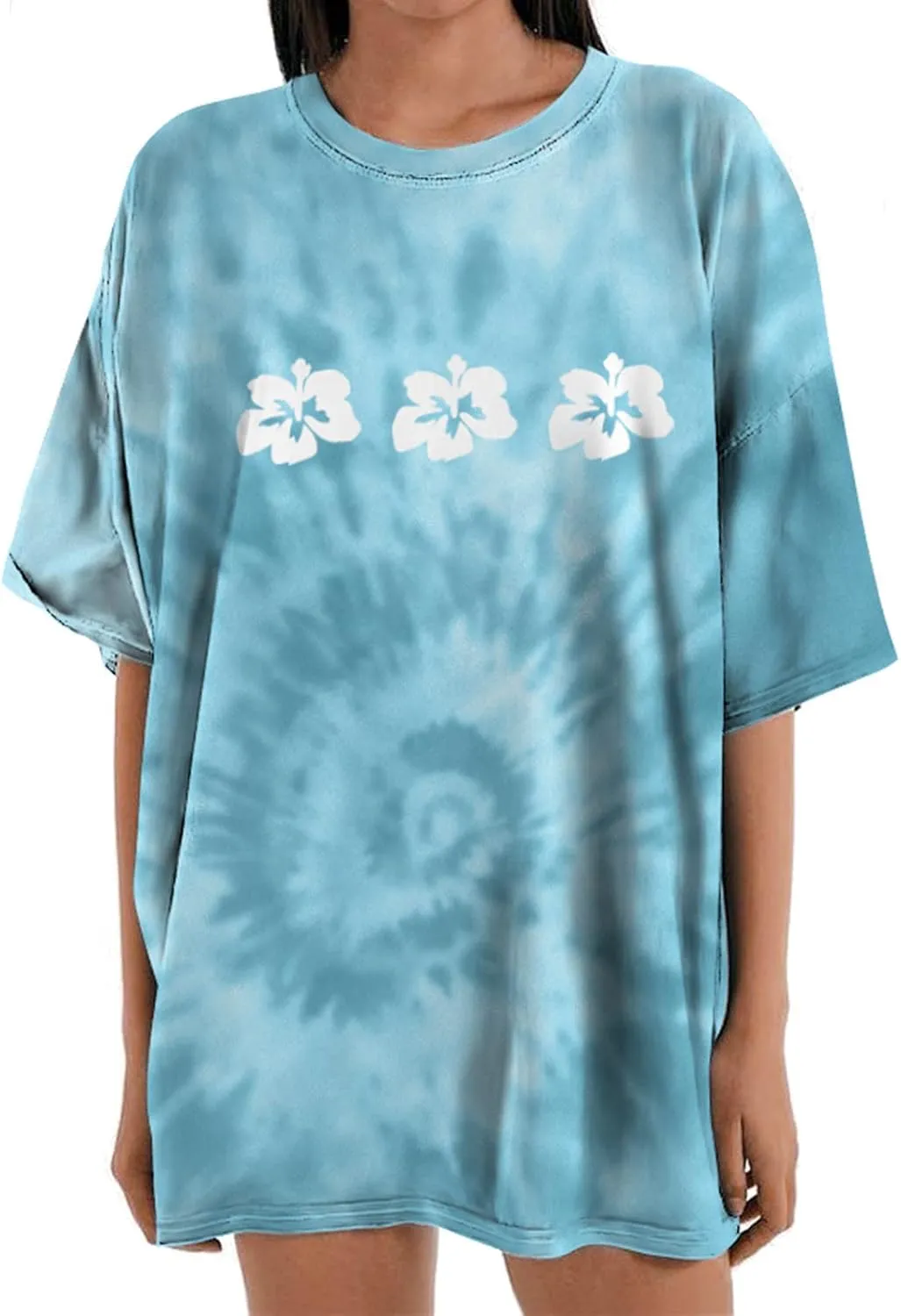 Womens Short Sleeve Tops Crewneck Tie Dye Shirts Oversized Tees T-Shirt Trendy Shirts Blouse Graphic Funny T Shirts
