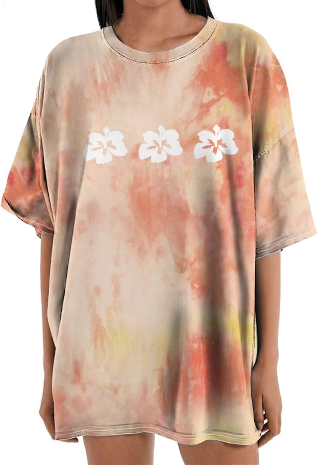 Womens Short Sleeve Tops Crewneck Tie Dye Shirts Oversized Tees T-Shirt Trendy Shirts Blouse Graphic Funny T Shirts