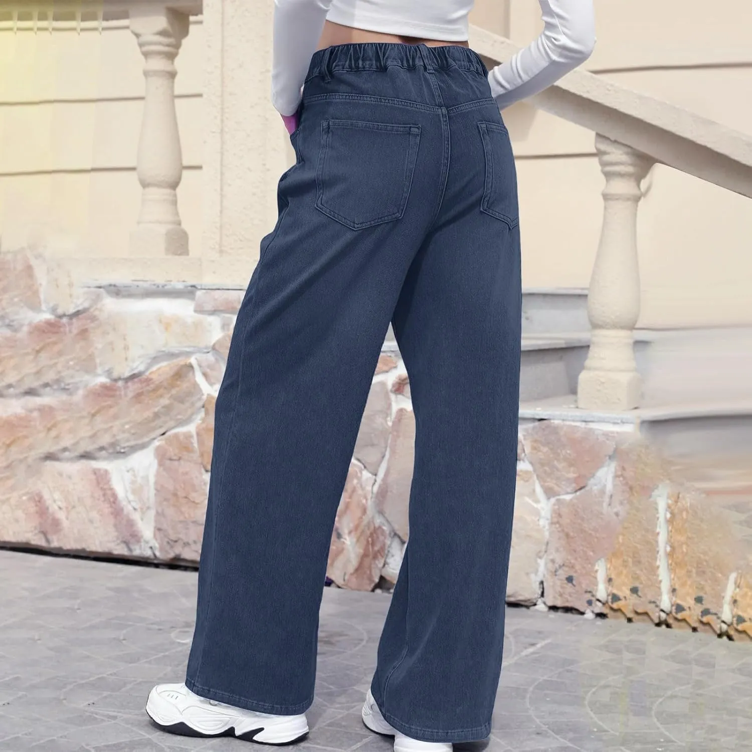 Womens Straight Leg Jeans 2025 Trendy High Waisted Wide Leg Pants Casual Stretchy Boyfriend Denim Pants Baggy Jeans