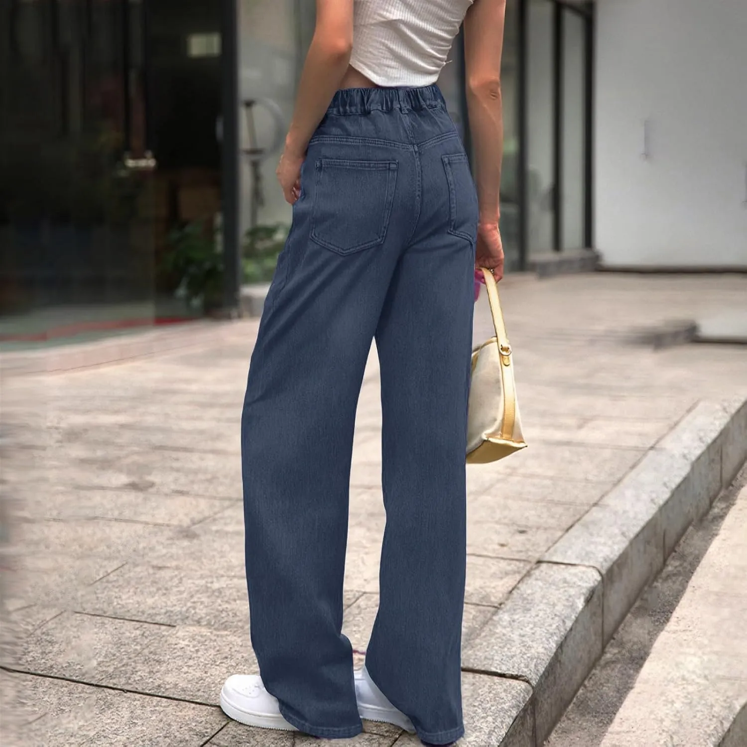 Womens Straight Leg Jeans 2025 Trendy High Waisted Wide Leg Pants Casual Stretchy Boyfriend Denim Pants Baggy Jeans
