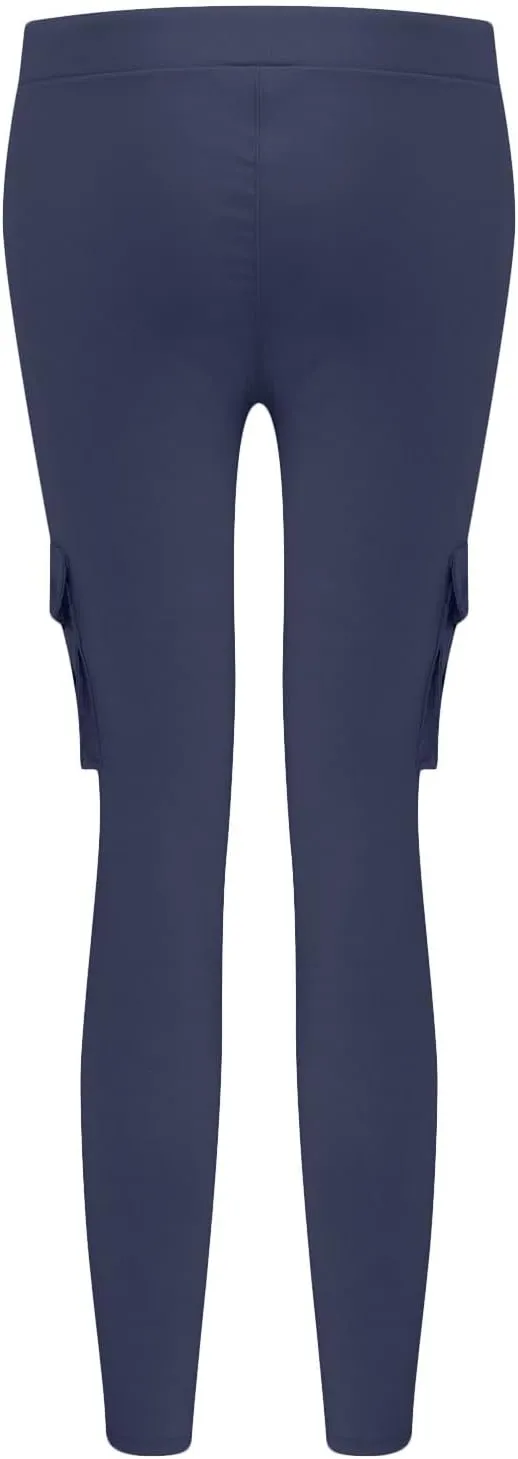 Women's Stretch Skinny Cargo Pants Casual High Waist Drawstring Cargo Joggers Butt Lift Pencil Trousers with Pockets
