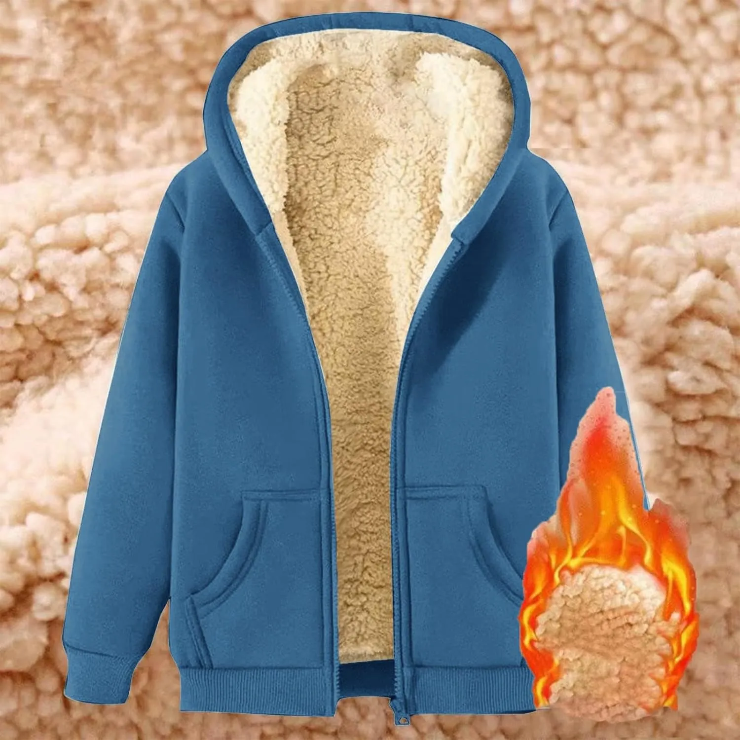 Women's Winter Warm Fleece Jackets Thick Sherpa Lined Zip up Hoodies Heavyweight Sweatshirt Coat