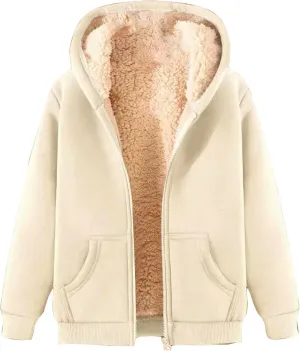 Women's Winter Warm Fleece Jackets Thick Sherpa Lined Zip up Hoodies Heavyweight Sweatshirt Coat