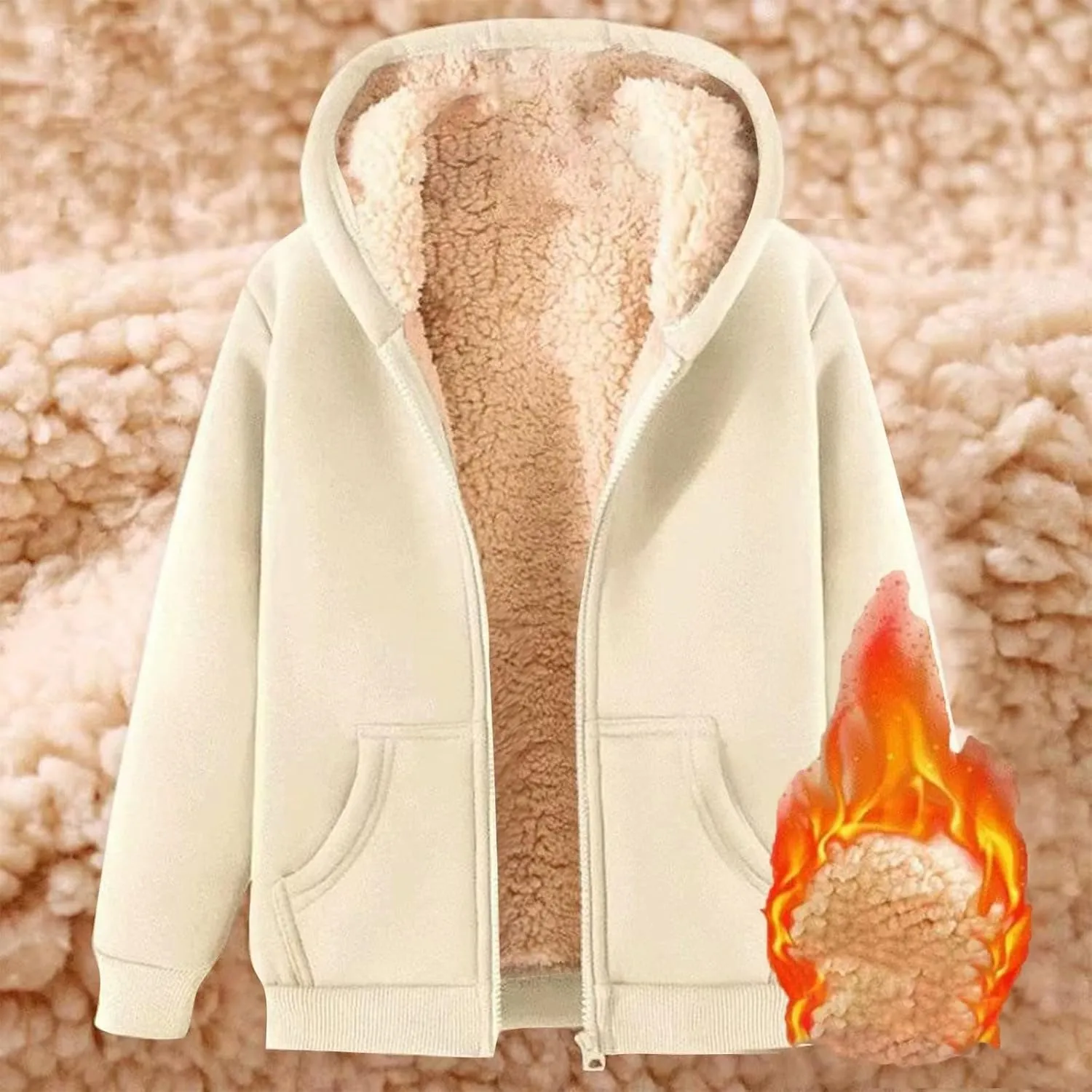 Women's Winter Warm Fleece Jackets Thick Sherpa Lined Zip up Hoodies Heavyweight Sweatshirt Coat