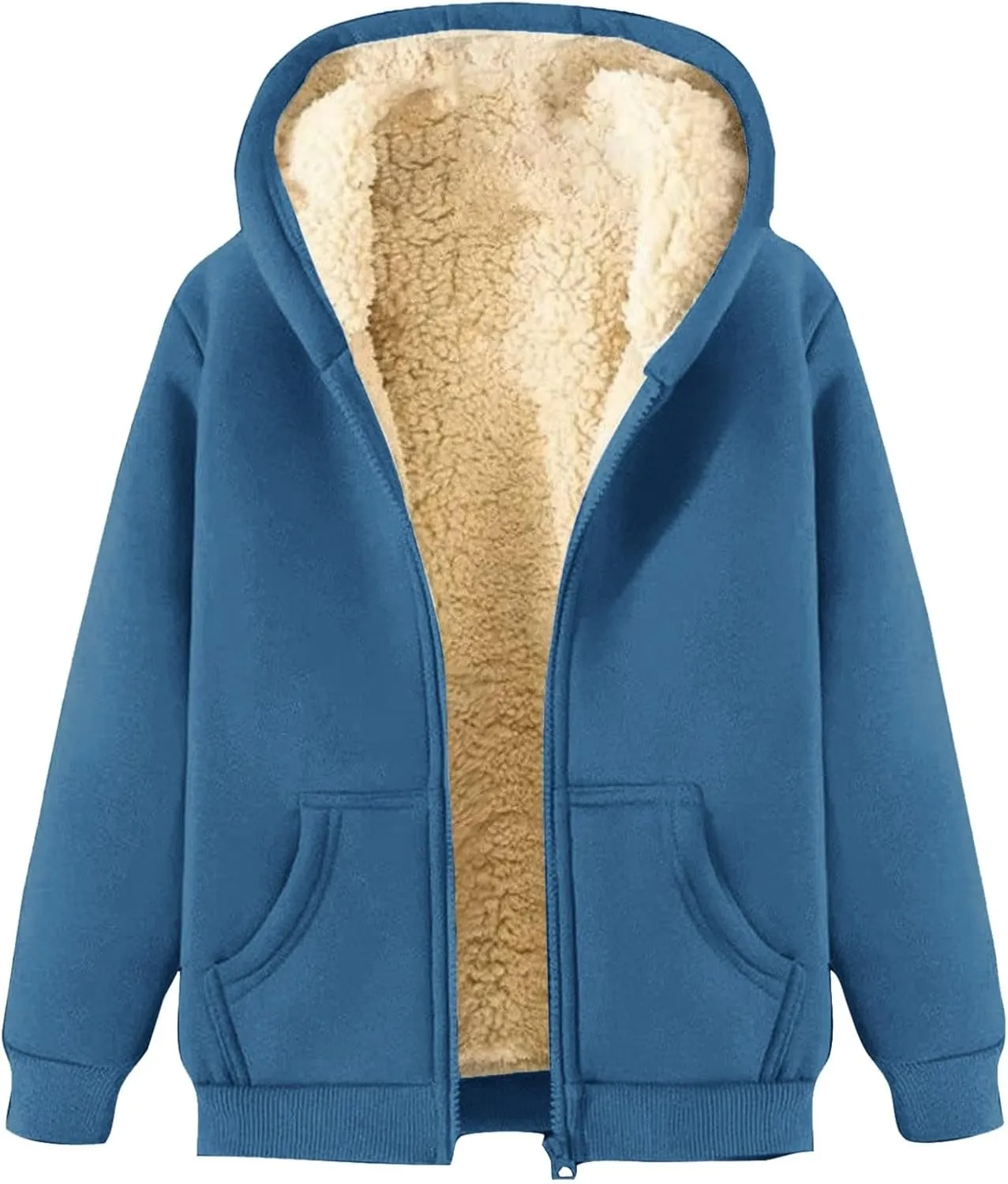 Women's Winter Warm Fleece Jackets Thick Sherpa Lined Zip up Hoodies Heavyweight Sweatshirt Coat