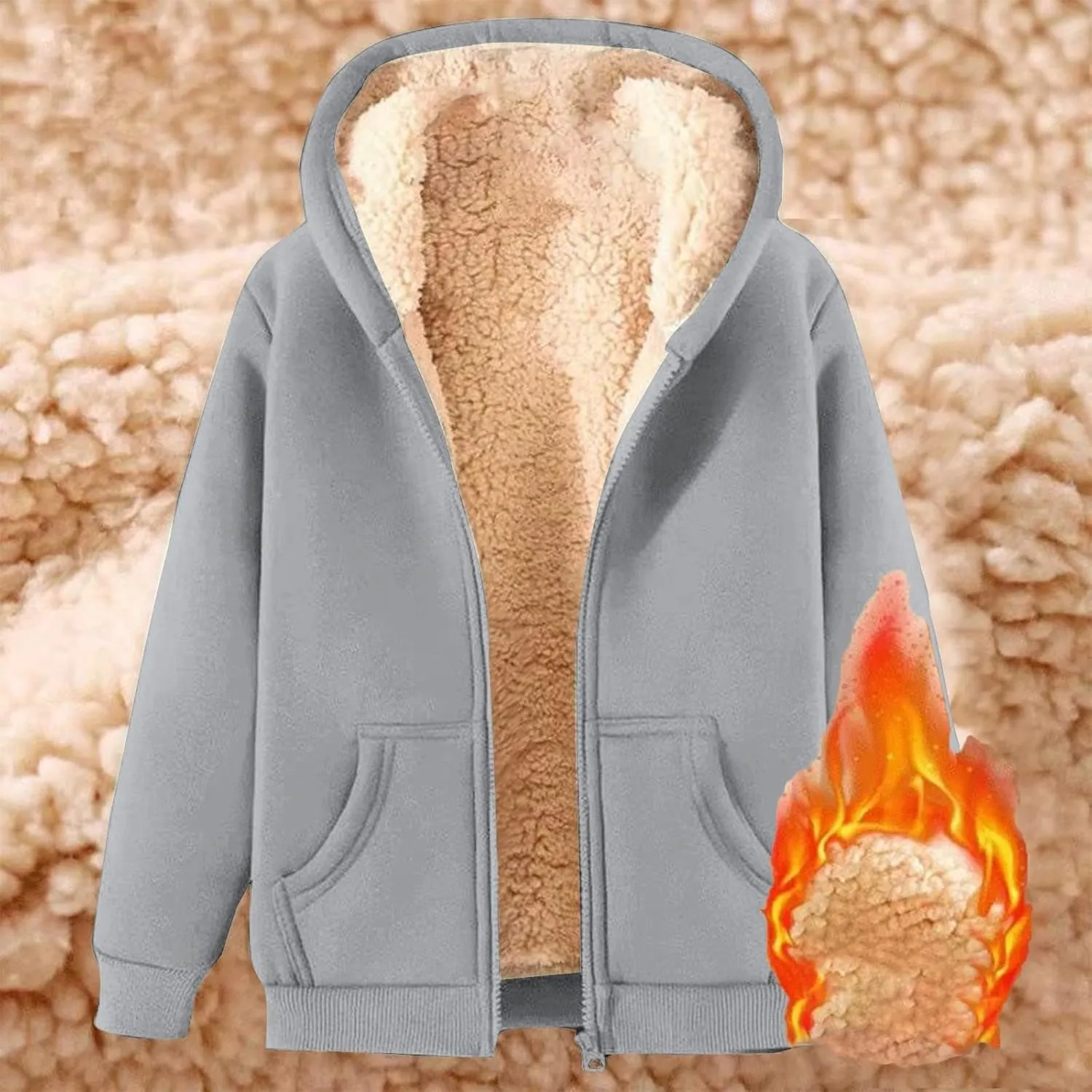 Women's Winter Warm Fleece Jackets Thick Sherpa Lined Zip up Hoodies Heavyweight Sweatshirt Coat