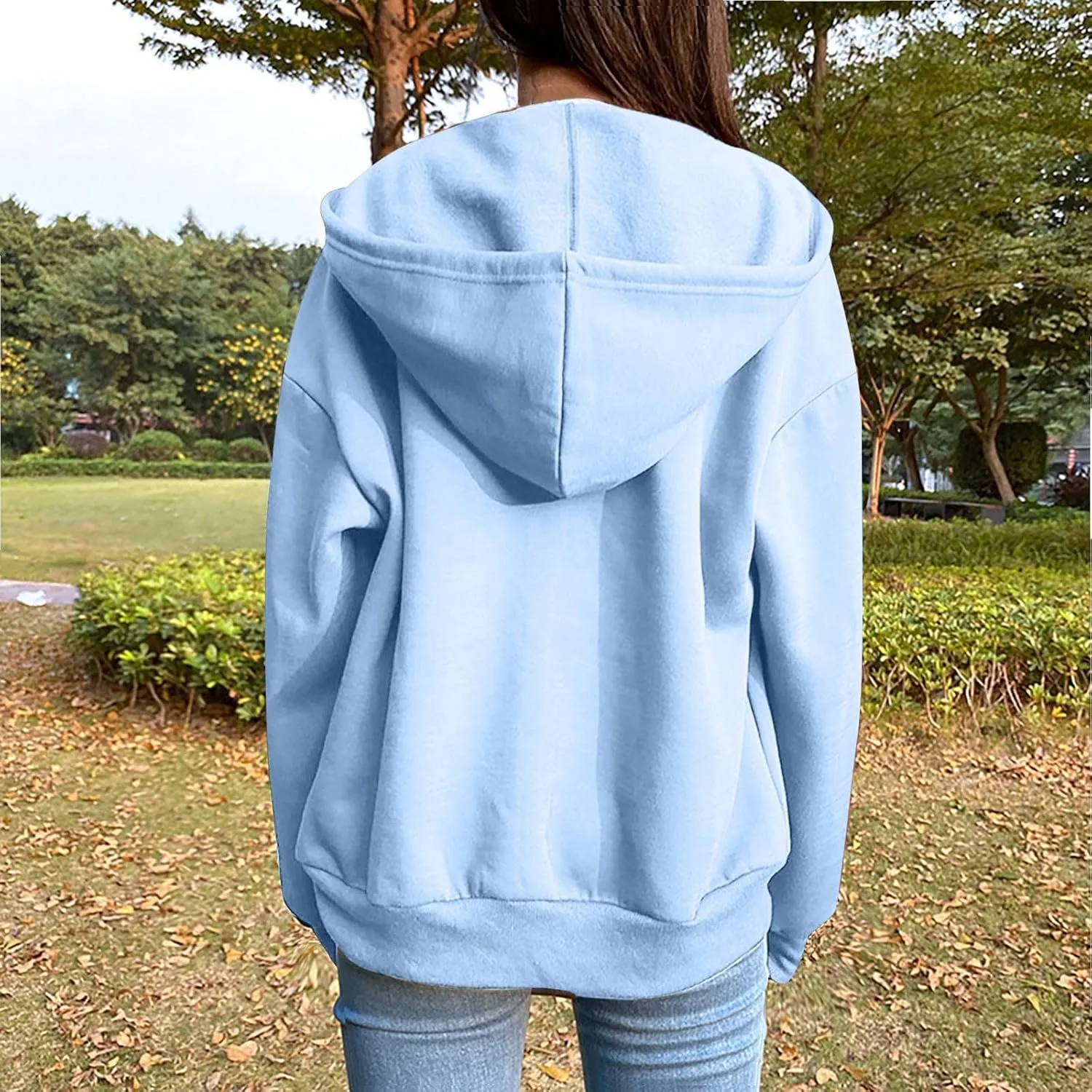 Womens Zip Up Hoodies Long Sleeve Oversized Sweatshirts Fall Fashion 2024 Trendy Lightweight Y2K Jacket