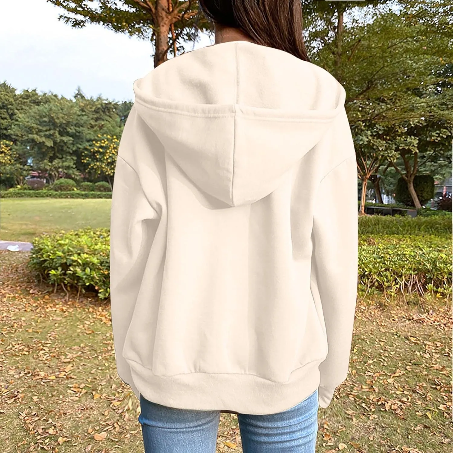 Womens Zip Up Hoodies Long Sleeve Oversized Sweatshirts Fall Fashion 2024 Trendy Lightweight Y2K Jacket