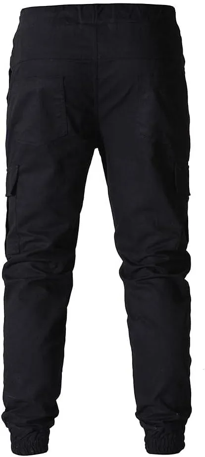 WUAI Mens Hiking Cargo Pants Slim Fit Stretch Outdoors Jogger Sweatpants Casual Elastic Waist Chino Lounge Trousers