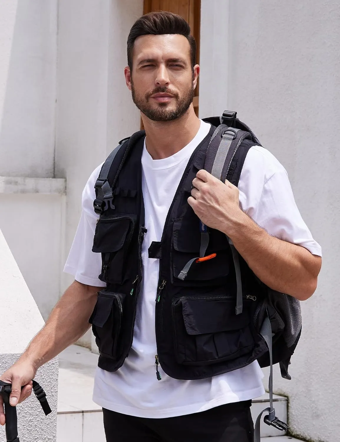 Yimoon Mens Utility Fishing Vest Summer Lightweight Safari Travel Cargo Vest Outdoor Work Vests Multi Pockets