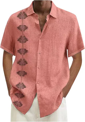 Ymosrh Men's Casual Button-Down Shirts Summer Casual Dress Shirts Solid Color Short Sleeve Shirts for Men, M-4XL